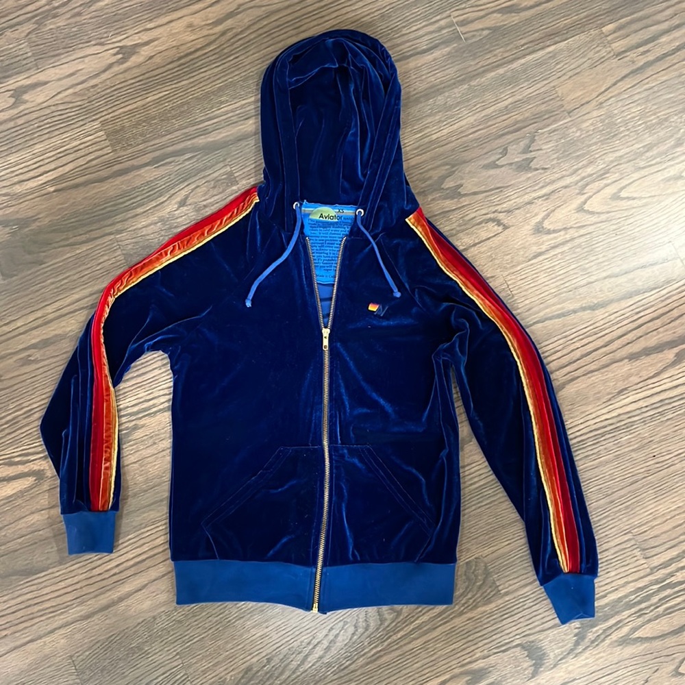 Aviator Nation Royal Blue Velvet Hoodie